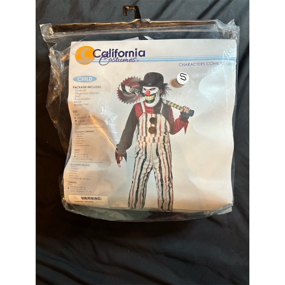 California Costumes Carnival Creepster Clown Costume Set Kids L 10-12 Halloween
